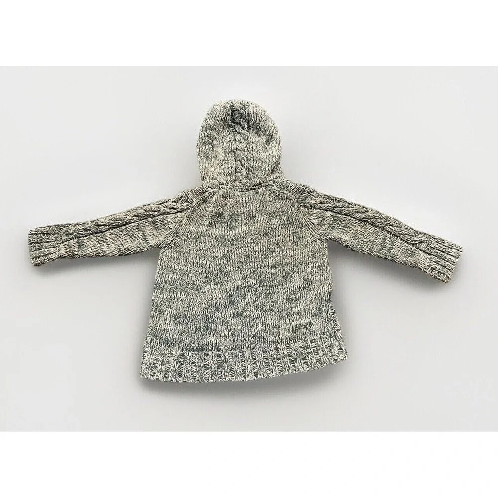 Baby Gap Green & Cream Cable Knit Hooded Button Up Sweater Size‎ 6-12 Months